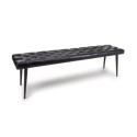 FOL105895 Large Black Real Leather Quilted Dining Bench  -  160cm  -  Seats 2  -  Jaxson