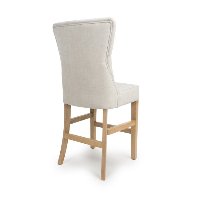 Ivory Linen Kitchen Stool with Buttoned High Back - Alice