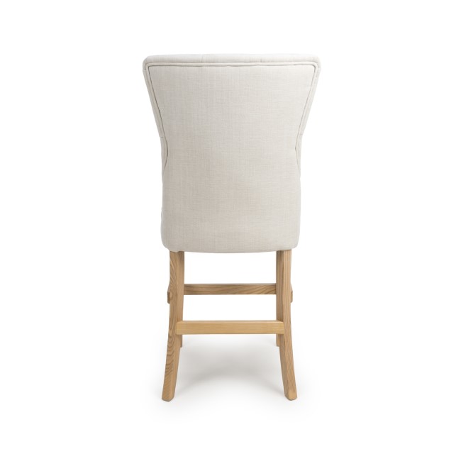 Ivory Linen Kitchen Stool with Buttoned High Back - Alice