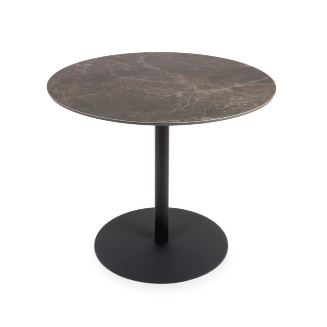 Brown Marble Effect Round Dining Table - Carmen