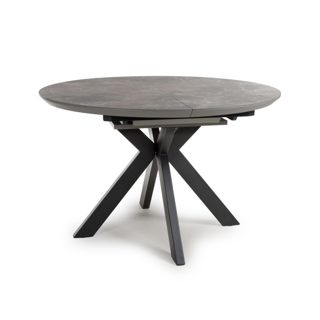 Brown Marble Effect Extendable Round Dining Table - Carmen