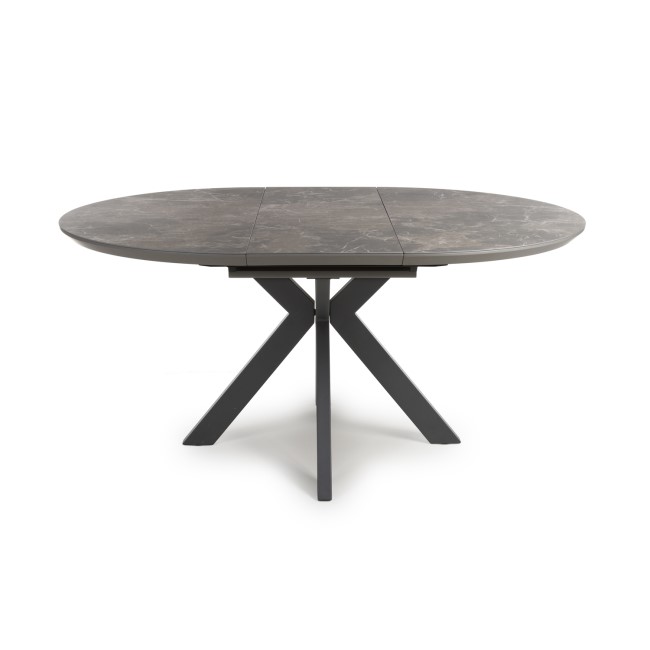 Brown Marble Effect Extendable Round Dining Table - Carmen