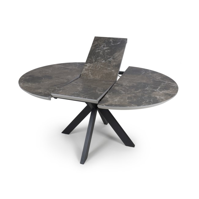 Brown Marble Effect Extendable Round Dining Table - Carmen