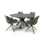 Brown Marble Effect Extendable Round Dining Table - Carmen