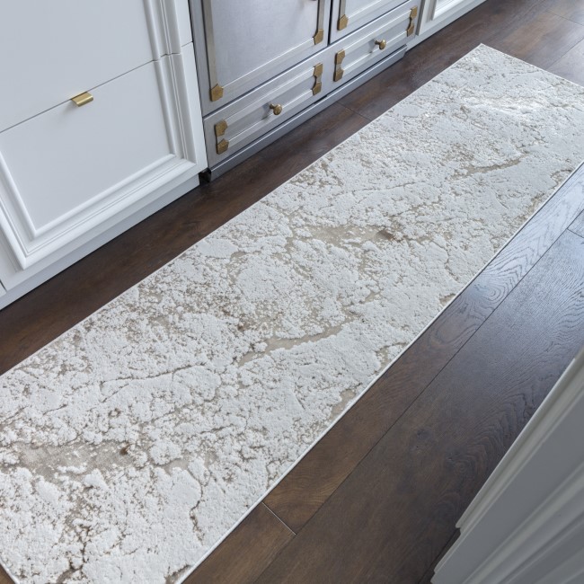 Beige Runner Rug with Marble Effect - 240 x 66 cm - Strata - Aurora