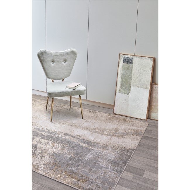 Large Abstract Silver Rug with Marble Effect - 290 x 200 cm - Cliff - Aurora