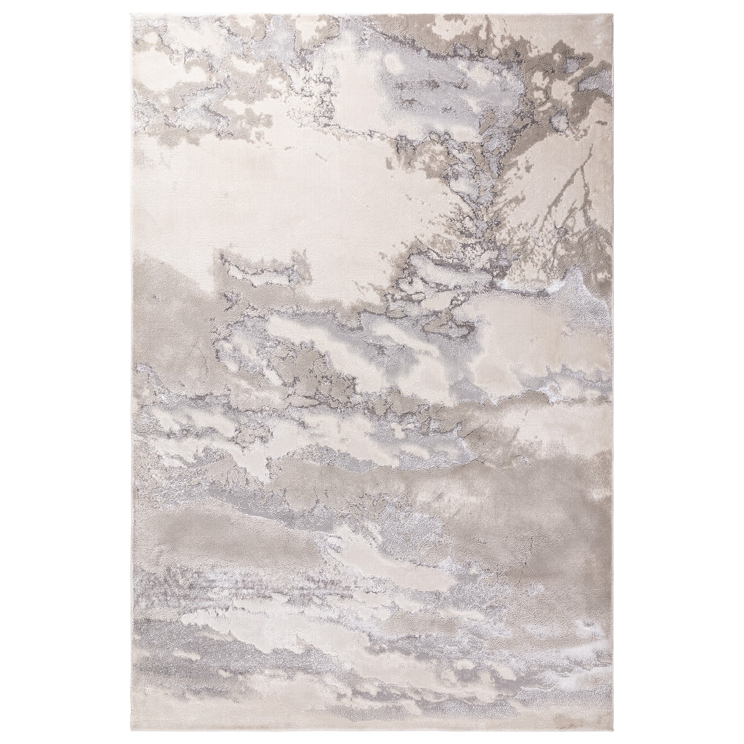Asiatic Carpets Ltd. Silver Large Abstract Rug With Marble Effect - 340 X 240 Cm - Cloud - Aurora