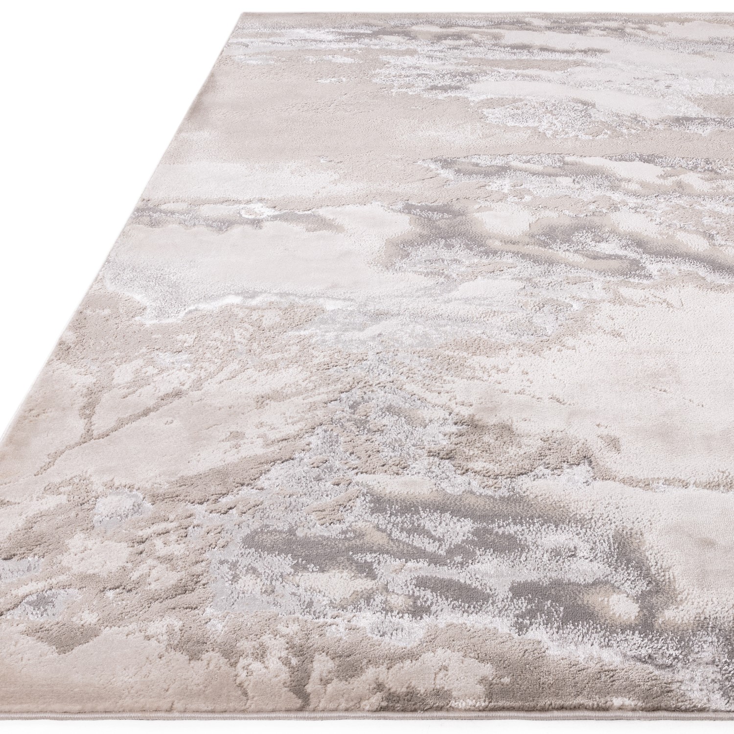 Large Abstract Silver Rug with Marble Effect - 340 x 240 cm - Cloud ...