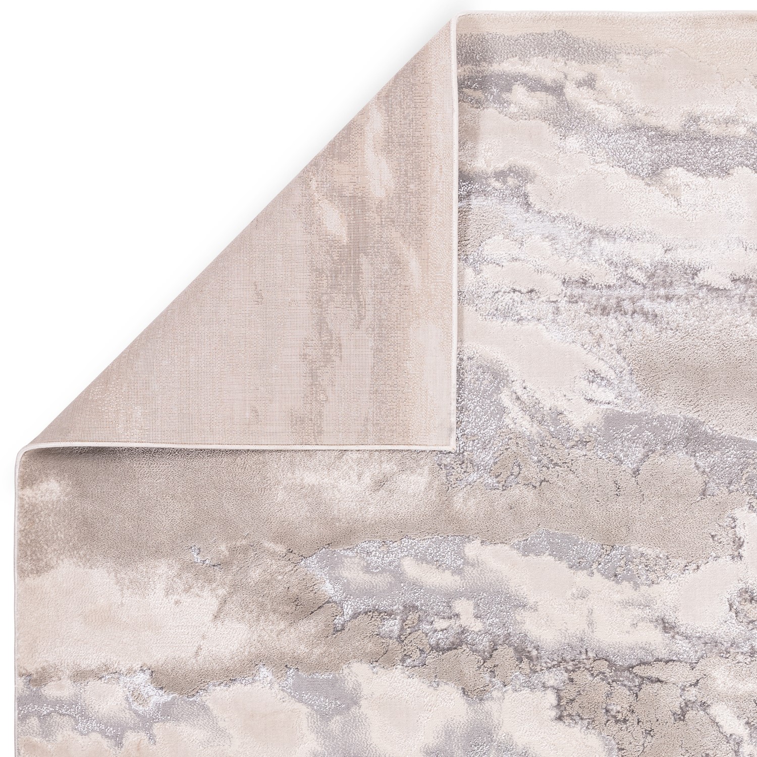 Large Abstract Silver Rug with Marble Effect - 340 x 240 cm - Cloud ...