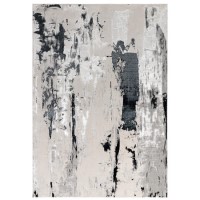 Large Abstract Silver Rug - 340 x 240 cm - Glacier - Aurora