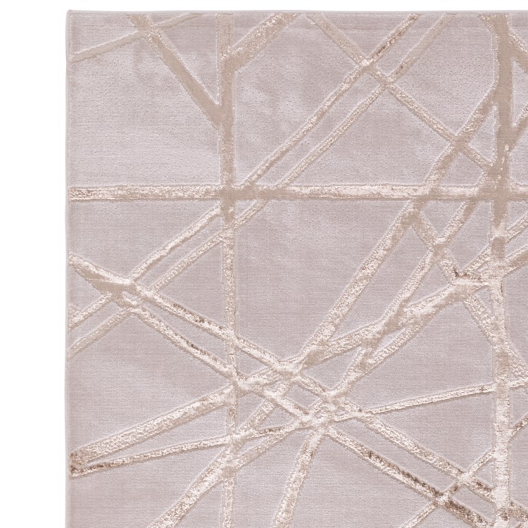 Large Beige Rug with Gold Scoring - 340 x 240 cm - Aurora