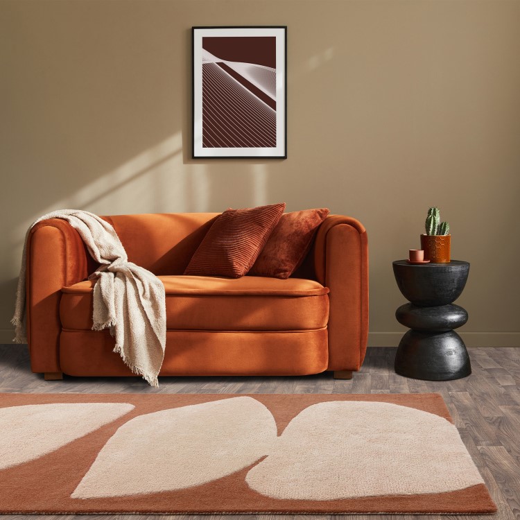 Rust Rug with Collage Design - 170 x 120 cm - Canvas