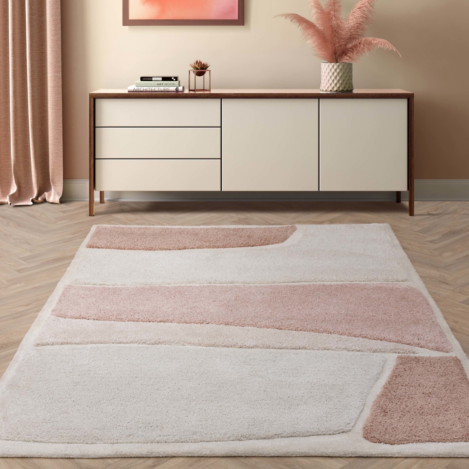 Patterns Beige Rug Large Size Large Beige Rug with Pebble Design - 290 x 200 cm - Clay - Horizon ...