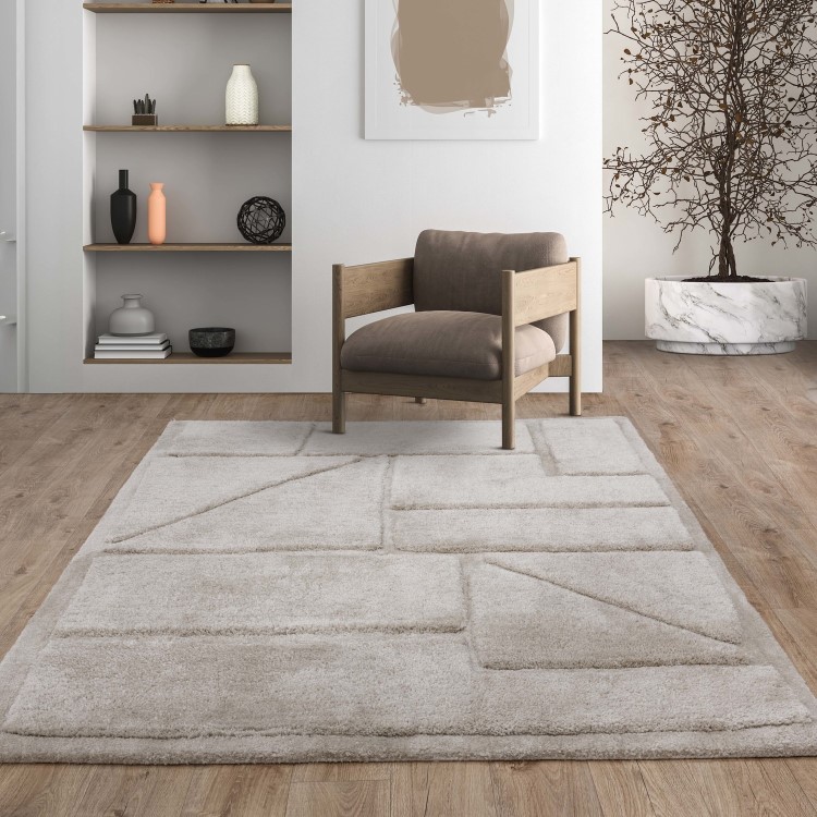 Beige Rug with Collage Design - 170 x 120 cm - Horizon