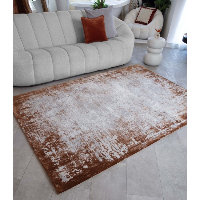 Distressed Terracotta Rug - 230 x 160 cm - Border - Kuza