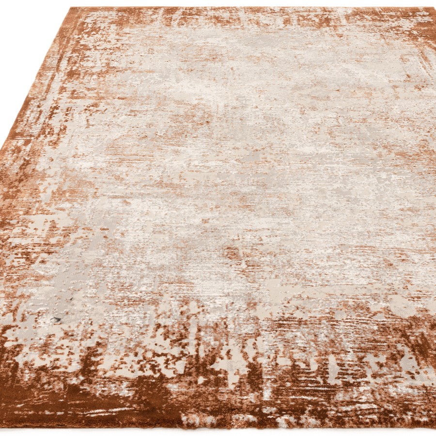 Large Distressed Terracotta Rug - 340 x 240 cm - Border - Kuza