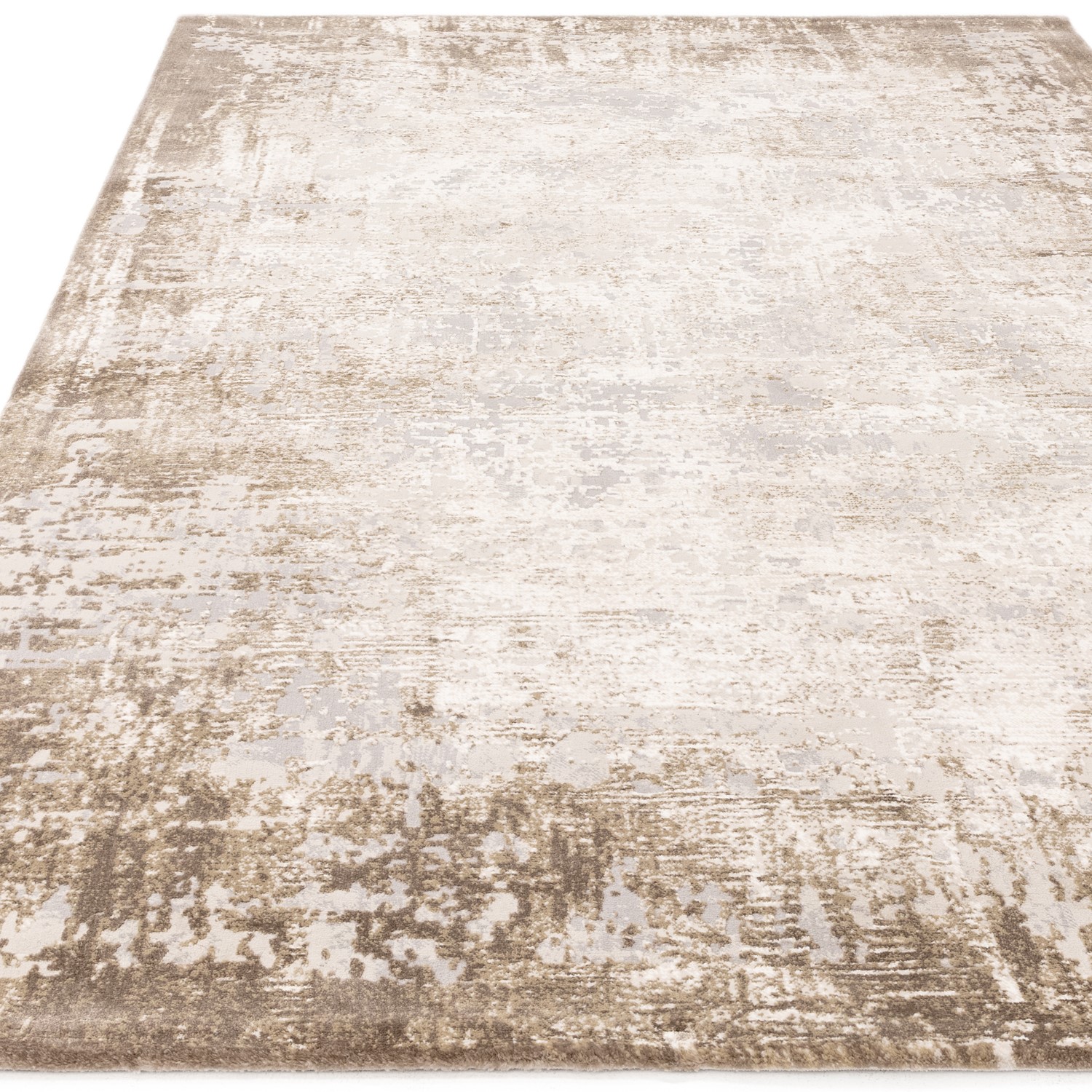 Large Distressed Beige Rug - 290 x 200 cm - Border - Kuza - Furniture123
