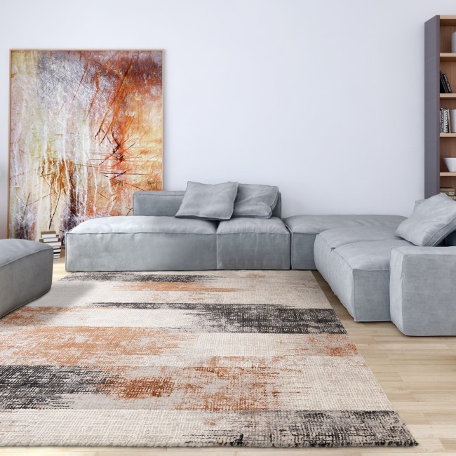 Large Abstract Terracotta Rug - 290 x 200 cm - Kuza