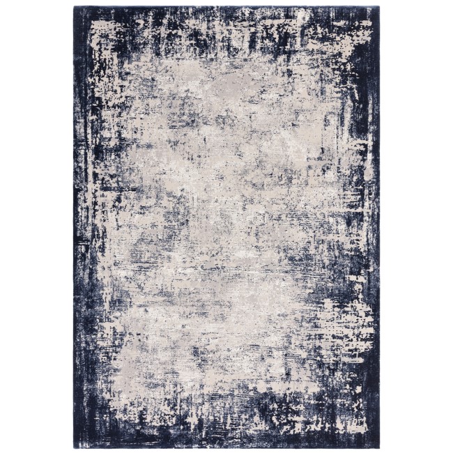 Large Distressed Navy Rug - 340 x 240 cm - Border - Kuza