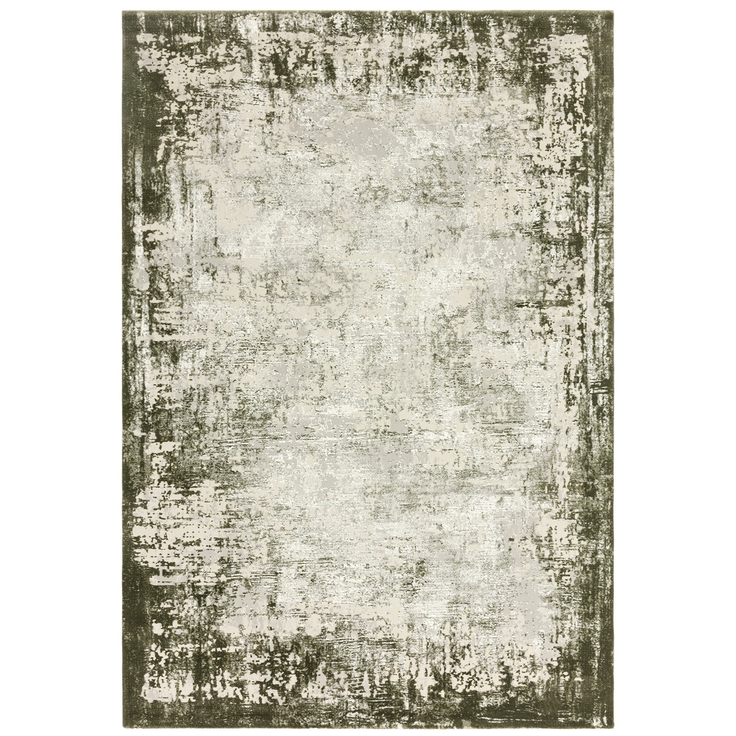 Large Distressed Green Rug - 290 x 200 cm - Border - Kuza - Furniture123