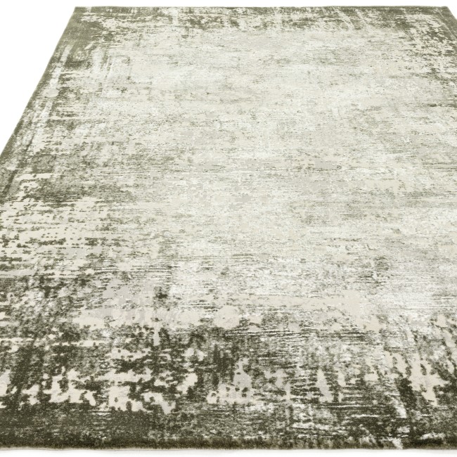 Large Distressed Green Rug - 290 x 200 cm - Border - Kuza