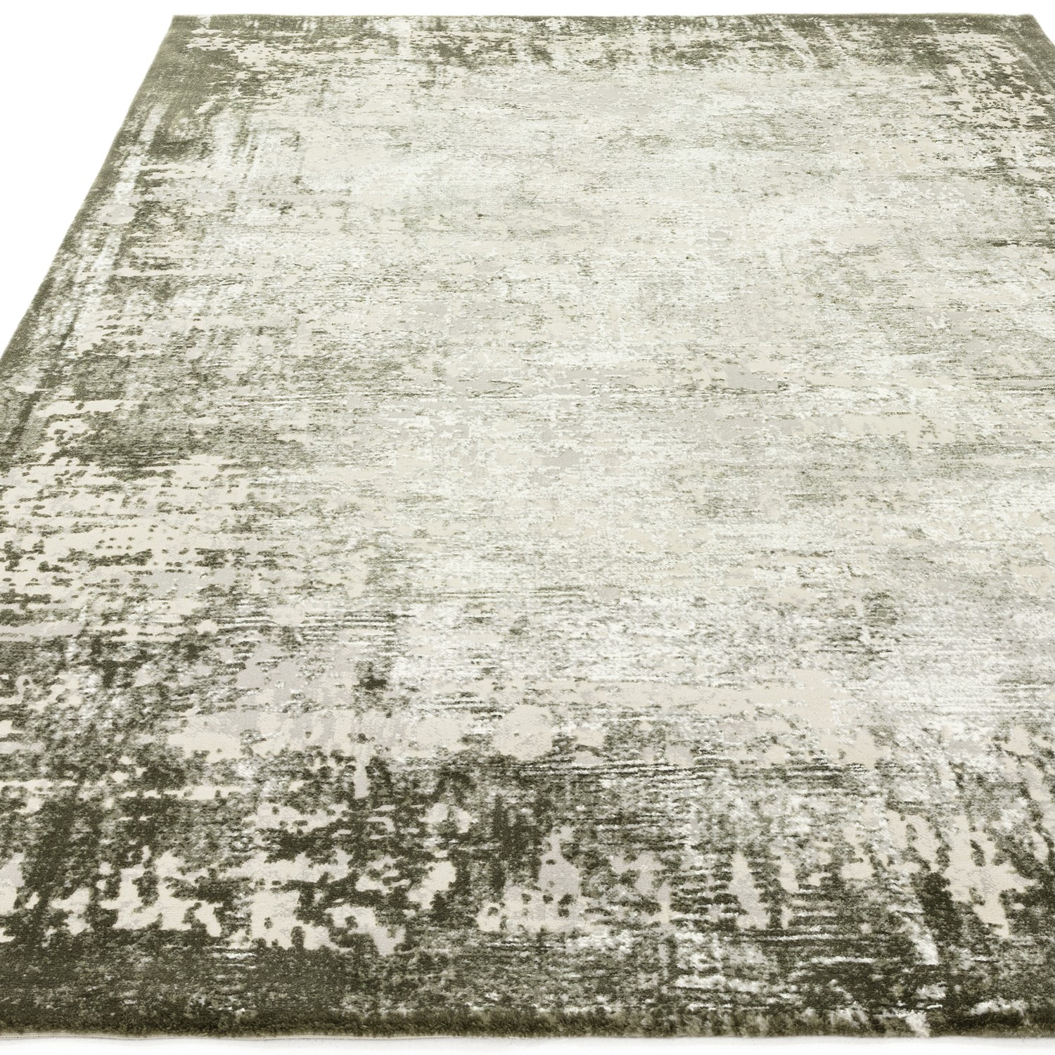 Large Distressed Green Rug - 290 x 200 cm - Border - Kuza - Furniture123