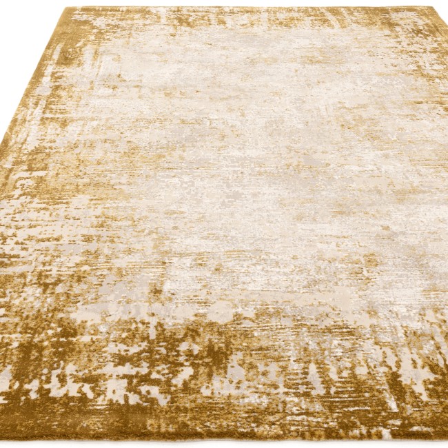 Large Distressed Gold Rug - 290 x 200 cm - Border - Kuza