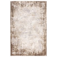 Large Distressed Beige Rug - 340 x 240 cm - Border - Kuza