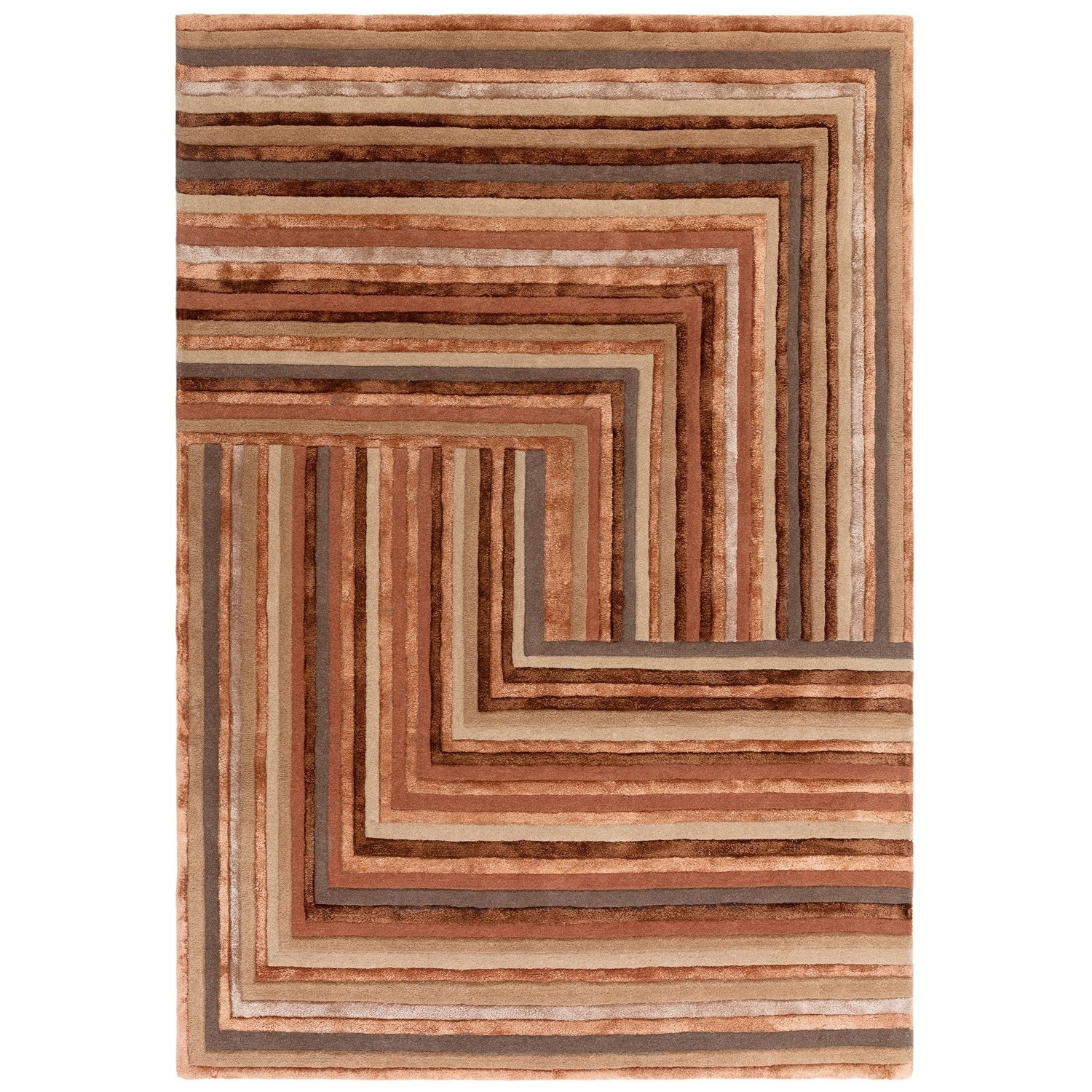 Asiatic Carpets Ltd. Orange Geometric Style Terracotta Rug - 230 X 160 Cm - Network - Matrix