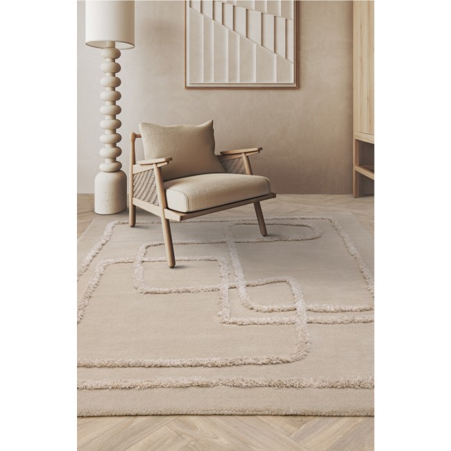 Beige Rug with Abstract Lines - 170 x 120 cm - Infinity - Matrix