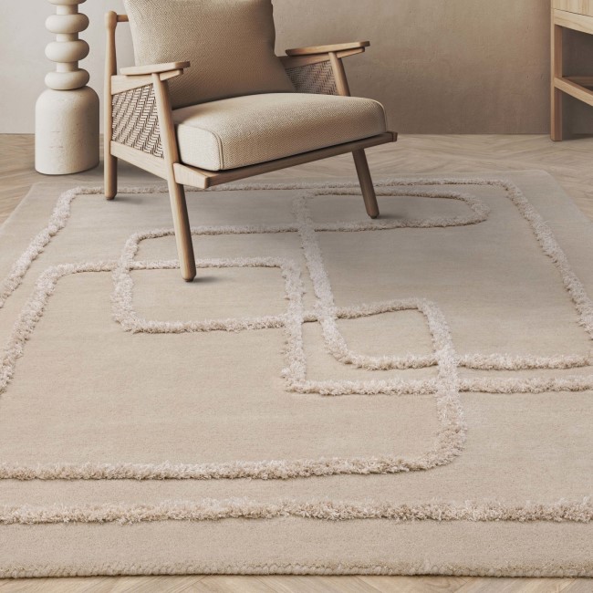 Large Beige Rug with Abstract Lines - 300 x 200 cm - Infinity - Matrix