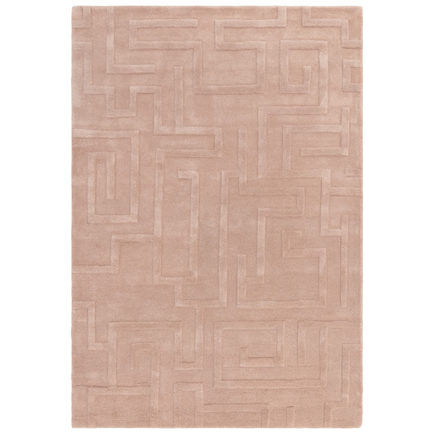Asiatic Carpets Ltd. Pink Hand Carved Geometric Blush Rug - 170 X 120 Cm - Maze