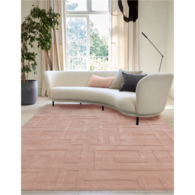 Hand Carved Geometric Blush Rug - 230 x 160 cm - Maze