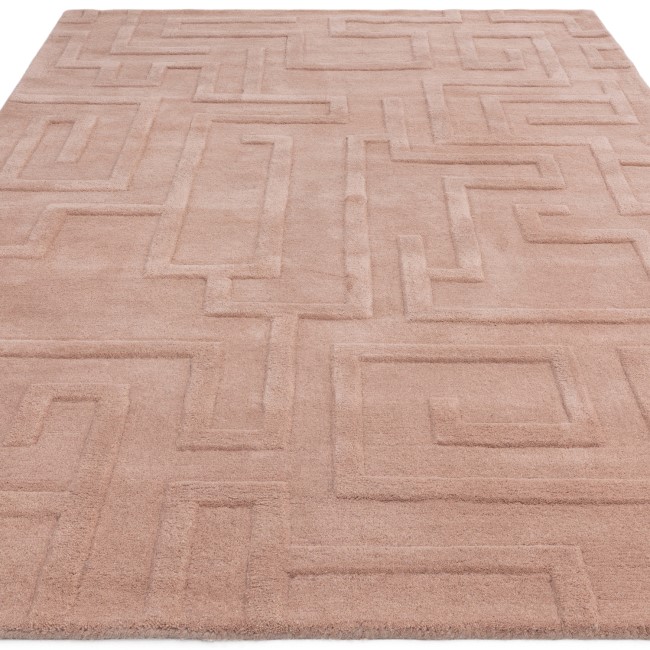 Hand Carved Geometric Blush Rug - 230 x 160 cm - Maze