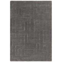 Hand Carved Geometric Charcoal Rug - 170 x 120 cm - Maze