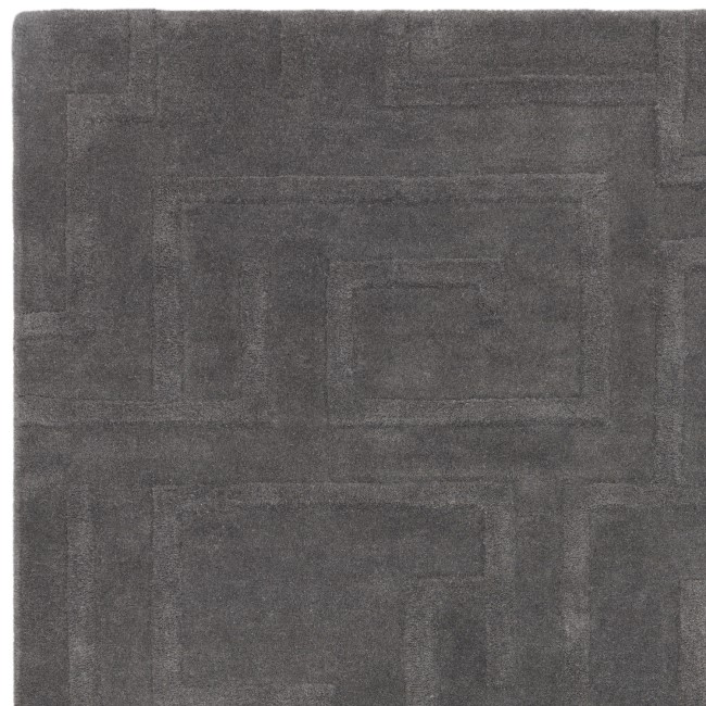 Large Hand Carved Geometric Charcoal Rug - 290 x 200 cm - Maze