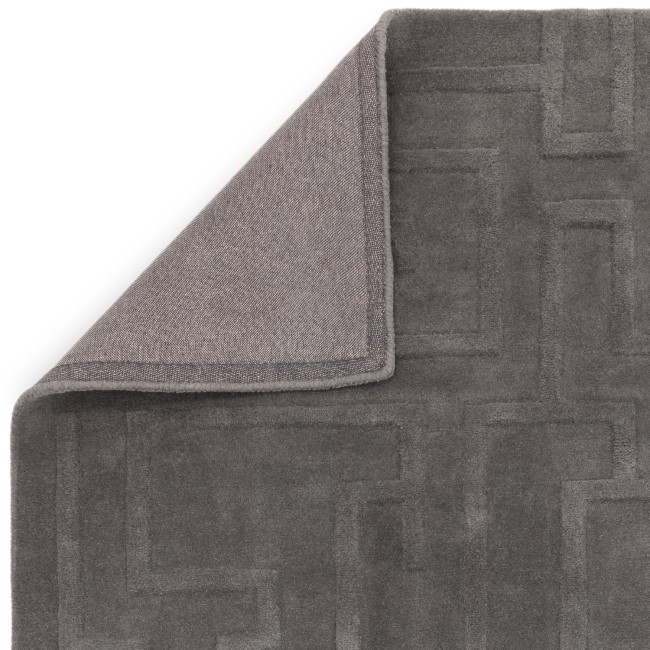 Large Hand Carved Geometric Charcoal Rug - 290 x 200 cm - Maze