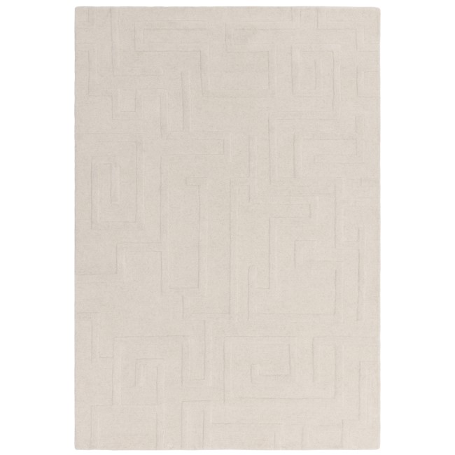 Hand Carved Geometric Cream Rug - 170 x 120 cm - Maze