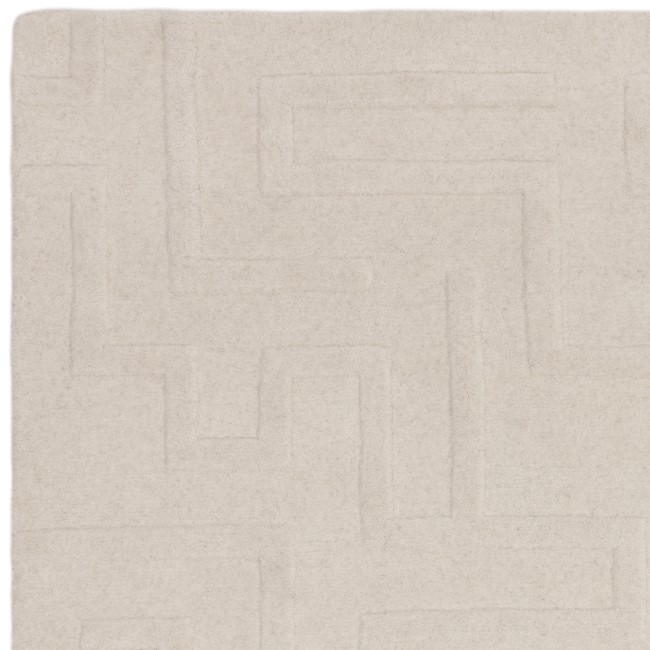 Hand Carved Geometric Cream Rug - 170 x 120 cm - Maze