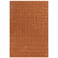 Large Hand Carved Geometric Rust Rug - 290 x 200 cm - Maze