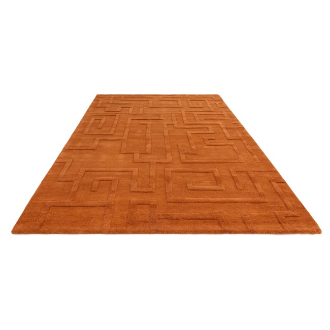 Hand Carved Geometric Rust Rug - 230 x 160 cm - Maze