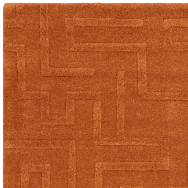 Hand Carved Geometric Rust Rug - 230 x 160 cm - Maze