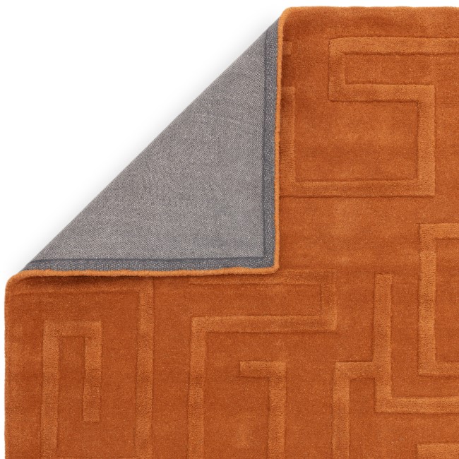 Hand Carved Geometric Rust Rug - 230 x 160 cm - Maze