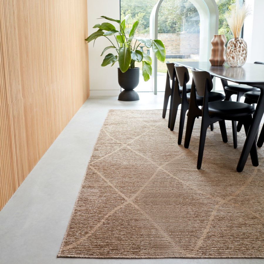 Geometric Style Bronze Rug - 170 x 120 cm - Mulberry
