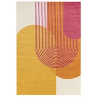 Large Retro Geometric Orange Rug - 290 x 200 cm - Muse Large Retro Geometric Orange Rug - 290 x 200 cm - Muse