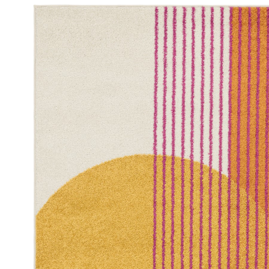 Large Retro Geometric Orange Rug - 290 x 200 cm - Muse