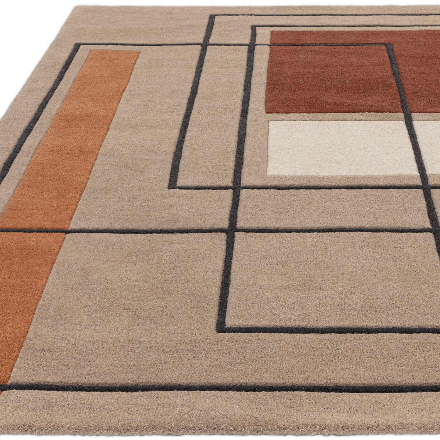 Terracotta Rug with Abstract Lines - 230 x 160 cm - Reef - Furniture123