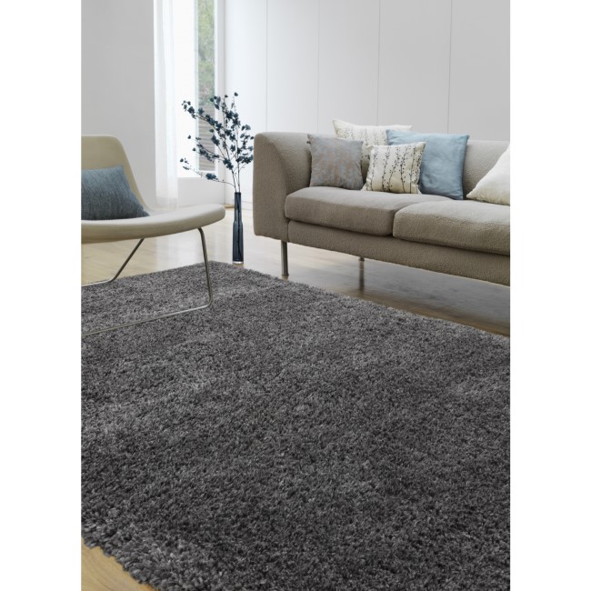 Large Shaggy Charcoal Rug - 290 x 200 cm - Ritchie