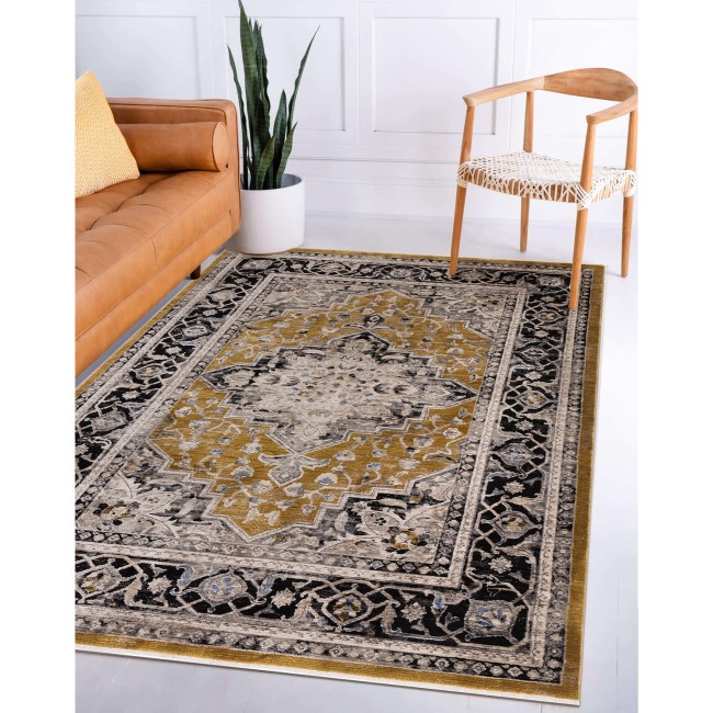 Distressed Persian Gold Rug - 166 x 120 cm - Medallion - Sovereign