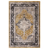 Distressed Persian Gold Rug - 240 x 160 cm - Medallion - Sovereign